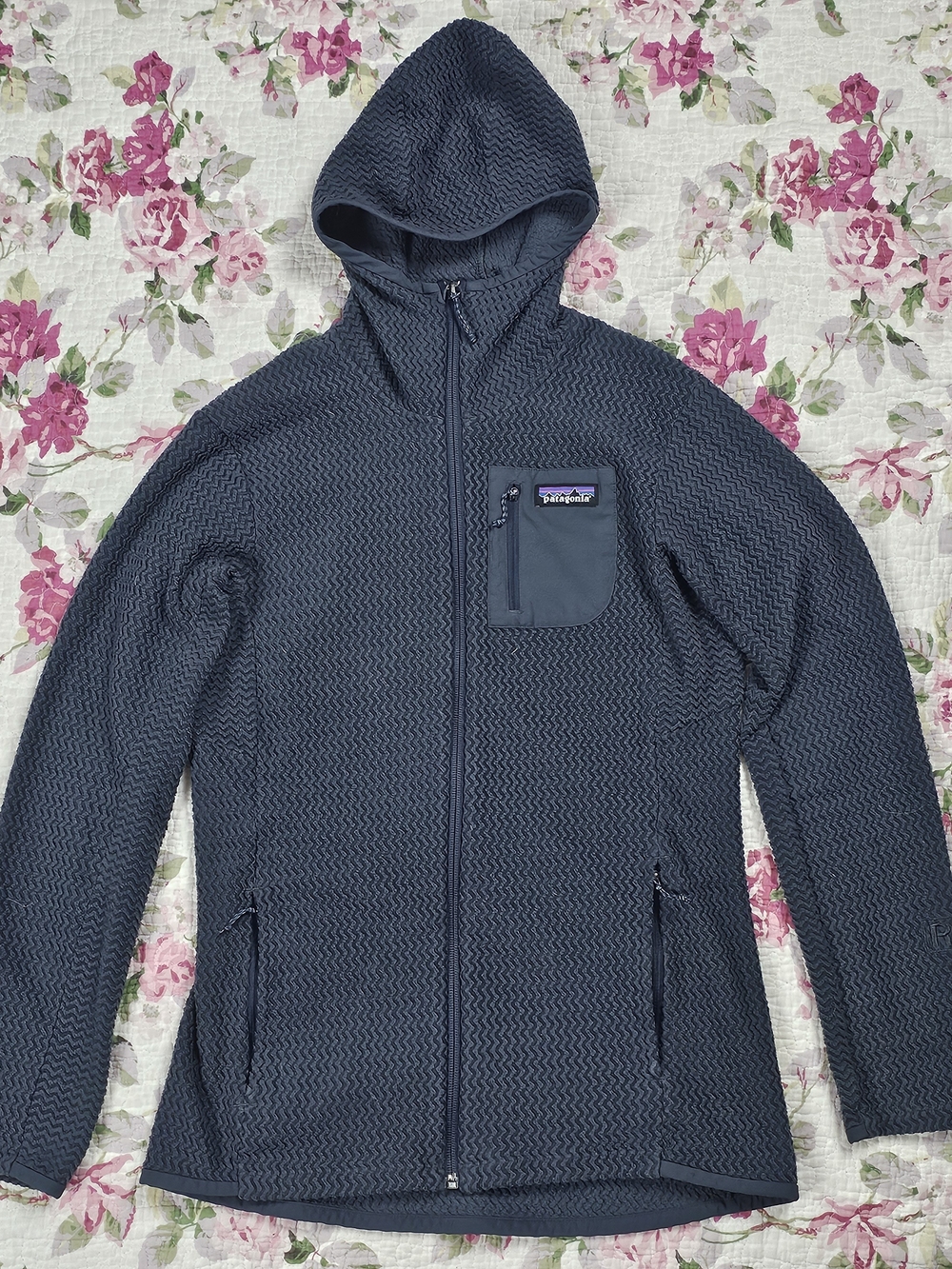 Patagonia Women's Gray R1 Air Fleece Full Zip Hooded Hoodie Logo Size M